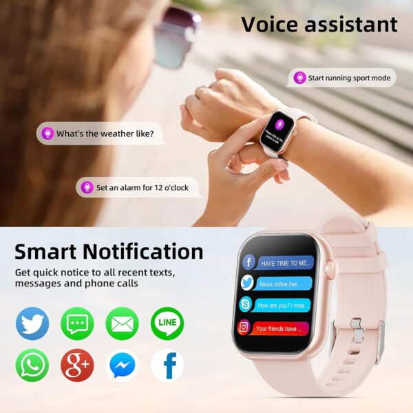 Hwagol Smart Watch (Answer/Make Calls), 1.85" Fitness Tracker, Smartwatch Heart Rate/Sleep Monitor/Pedometer/Calories, 140+ Sports Modes, Waterproof Women's Men's Fitness Watch for Android iOS - Image 4