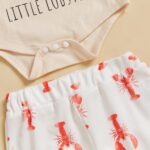 Newborn Baby Girl Clothes Set Mommy's Little Lobster Romper Crawfish Flare Pant Bell Bottom Headband Set 3 Piece Summer Outfit - Image 5