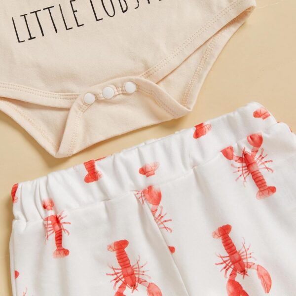 Newborn Baby Girl Clothes Set Mommy's Little Lobster Romper Crawfish Flare Pant Bell Bottom Headband Set 3 Piece Summer Outfit - Image 5
