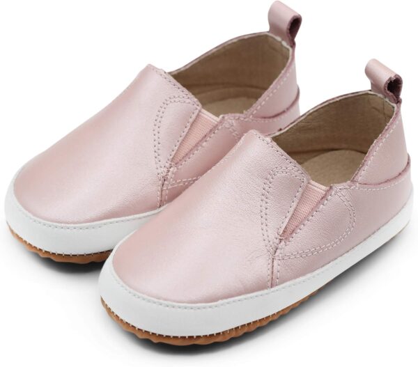 Dotty Fish Leather Infant Casual Shoes. Baby Boys Girls Slip-on Rubber Sole Trainers. First Walkers. Non-Slip Toddler Shoes (3-7 UK Child) - Image 2