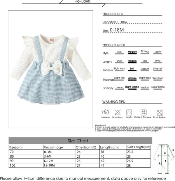 Haokaini Baby Girl Clothes Newborn Romper Dress Long Ruffle Sleeve Outfits Floral Suspender Skirt Overall Infant Jumpsuit Set - Image 2