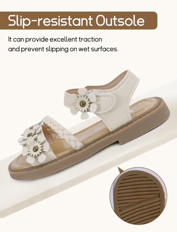 SEAUR Summer Sandals Girls Leather Sandals Walking Sandals Girls Flower Sandals Open Toe Sandals Girls Fashion Sandals - Image 3