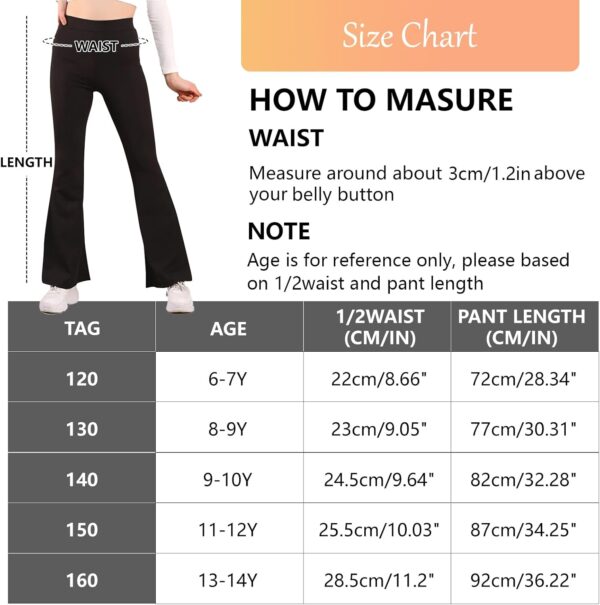 HZHSGLY Girls Flared Leggings,Kids Athletic Leggings,High Waisted Dance Yoga Pants for Ages 5-14 - Image 2