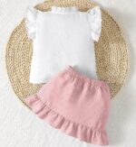 Toddler Baby Girl Clothes Ruffle Sleeve Tops Swiss Dot Skirt Infant Summer Outfits - Image 3