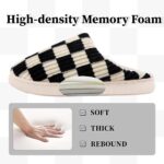 Waysoland Women Men House Slippers,Fuzzy Plaid Slides Memory Foam Checkered Slippers Slip on Anti-Skid Sole Bedroom Cloud Sippers Indoor Outdoor - Image 3