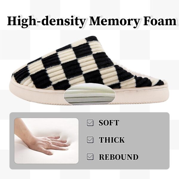 Waysoland Women Men House Slippers,Fuzzy Plaid Slides Memory Foam Checkered Slippers Slip on Anti-Skid Sole Bedroom Cloud Sippers Indoor Outdoor - Image 3