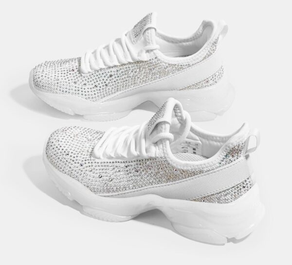 Lucky Step Girls Rhinestone Slip On Sneakers Kids Sparkly Lightweight Tennis School Knit Jelly Sole Glitter Walking Shoes Toddler - Image 8