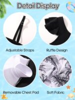 Girls 3 Piece Swimsuits Ruffle Sleeve Bikini Set with Tropical Cover Up Skirts High Waist Bathing Suit Bikini Tops Pants Summer Holiday Beachwear for Kids Teen 9-16 Years - Image 6