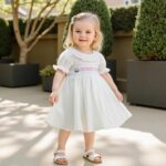 Toddler Baby Girls Birthday Dress Girl Summer Short Sleeve Cake Embroidery Smocked A-Line Dress Toddler Summer Princess Clothes for Kids Girl - Image 2