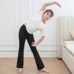 KAKU NANU Girls Flared Leggings 2 Pcs,5-12 Years High Waisted Black Grey School Trousers Yoga Pants Sports Dance Joggers Leggings - Image 4