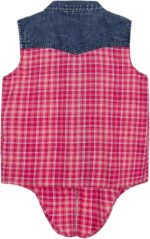 Bienzoe Girls Crop Tank Tops: Cowgirl Plaid Sleeveless Button Down Western Casual Blouse - Image 4