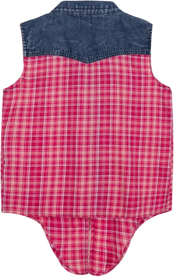 Bienzoe Girls Crop Tank Tops: Cowgirl Plaid Sleeveless Button Down Western Casual Blouse - Image 4