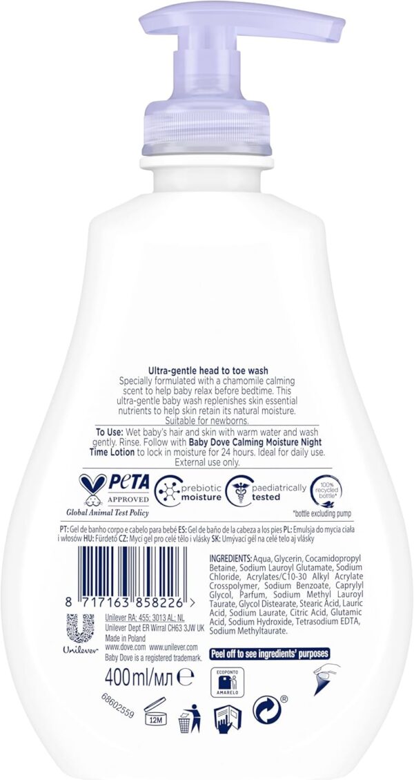 Baby Dove Calming Moisture Head to Toe Baby Wash 400 ml 6 Pack - Image 2