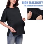 Maternity Tops Tshirt Side Split with Zipper Short Sleeves Maternity Wear Clothes Pregnancy Top for Women - Image 7