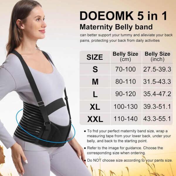DOEOMK 5 in 1 Pregnancy Support Belt, Pregnancy Seat Belt with Shoulder Straps, Postpartum Belly Wrap, Maternity Belly Bands & Support for Relieve Back, Pelvic, Hip Pain for Labour & Recovery (XL) - Image 7