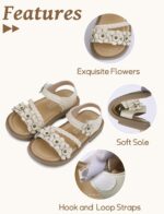 SEAUR Summer Sandals Girls Leather Sandals Walking Sandals Girls Flower Sandals Open Toe Sandals Girls Fashion Sandals - Image 2