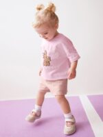 Toddler Girls Summer Short Outfits Clothes Set Kids Cute Unicorn Bunny Rainbow Animal Print Short Sleeve Cotton T-Shirt Tops and Shorts 2 Piece Crewneck Clothing Set Age 1-7 Years Old - Image 2