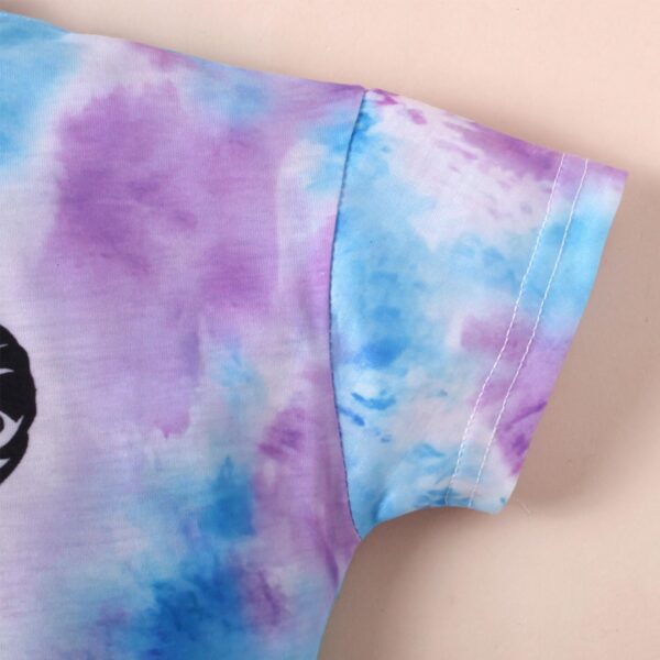 KONFEN Baby Girl Summer Outfits, Tie-dye Short Sleeve Top + Shorts 2PCS Set, Girl Summer Clothes Short Sleeves T Shirt and Shorts Suit Casual Infant Outfit Set for 12 Months - 5 Years Old Girls - Image 4