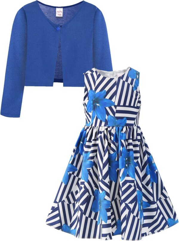 BONNY BILLY Girls Clothing Set 2 Pieces Long Sleeve Cardigan + Sleeveless Floral Print Dress Sets and Outfits - Image 9