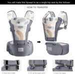 Bebamour Baby Carrier Newborn to Toddler Baby Carrier Hipseat 0-36Months with Head Hood, 3 PCS Teething Pads, Waist Extender, Green - Image 4