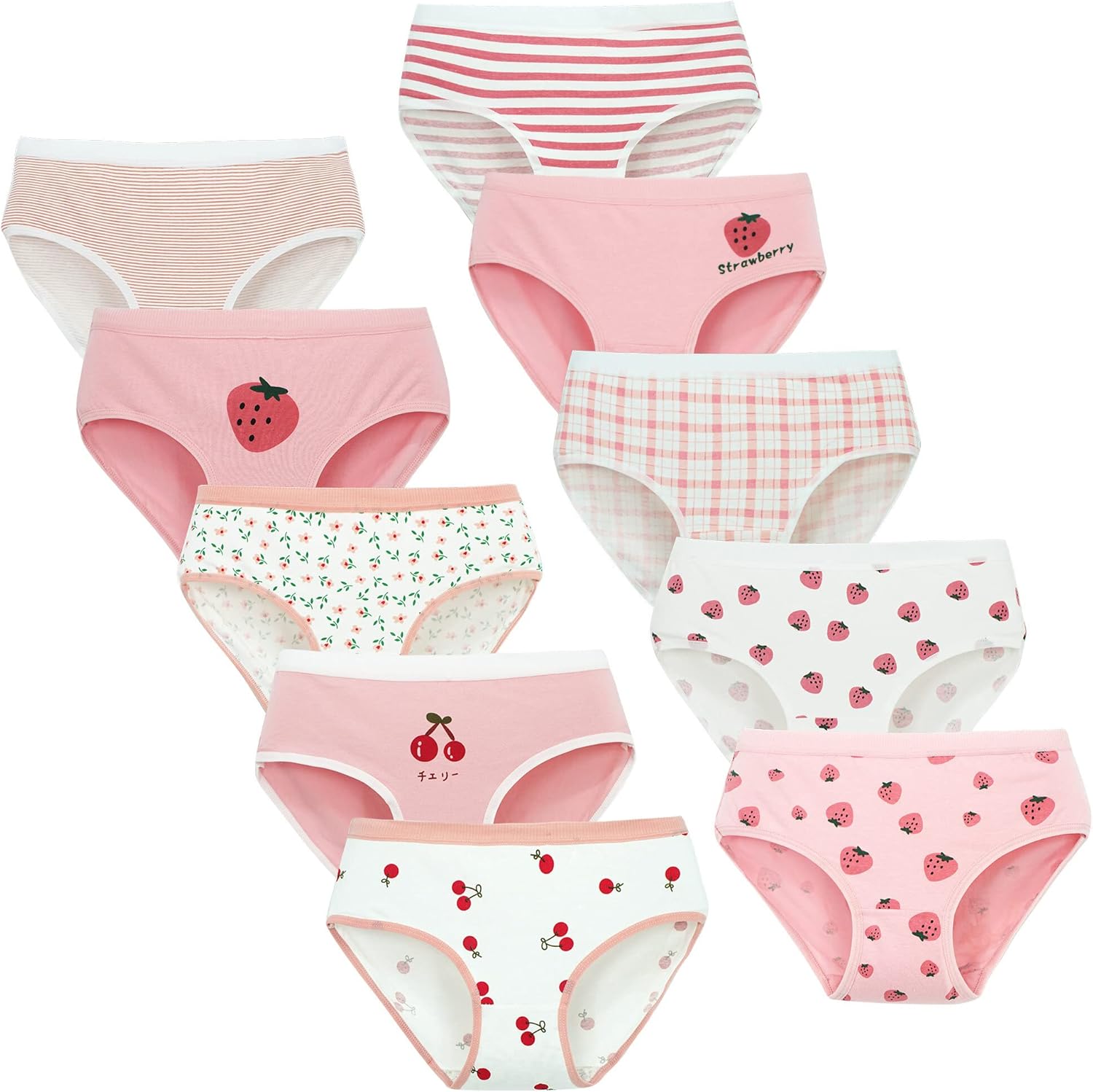 71xiUYTyImL._AC_SL1500_.jpg Happy Cherry - Cotton Briefs Underwear Girl Knickers Short Briefs Pants Underwear Pants Kids Underpants Comfortable Soft Breathable Panties with Colorful Cute Cartoon Pack 10 for Teenage 9-15 Years - Image 1