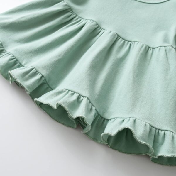 Toddler Baby Girl Clothes Solid Color Short Sleeve Ruffle Tops Flower Pants Outfits Sets - Image 4