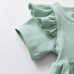 Toddler Baby Girl Clothes Solid Color Short Sleeve Ruffle Tops Flower Pants Outfits Sets - Image 3