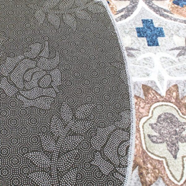 OUTGYM Kid Play Round Mat Kid Space Round Rug Child Bedroom Carpet with Animal Sealife Pattern Rug Child Gift Lightweight Non-slip Washable 120 X 120 Black - Image 3