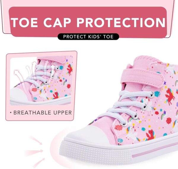 Unisex Trainers Easy Fasten Boys Girls Casual Sneakers Kids High Top Canvas Sports Shoes - Image 4