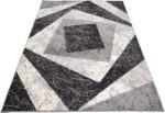 TAPISO Dream Area Rug Living Room Bedroom Short Pile Modern Light Dark Grey Square Durable Carpet Size - 140 x 200 cm (4ft7 x 6ft7) - Image 6
