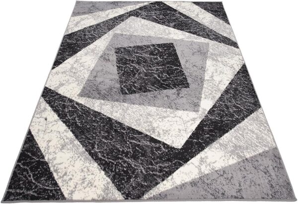 TAPISO Dream Area Rug Living Room Bedroom Short Pile Modern Light Dark Grey Square Durable Carpet Size - 140 x 200 cm (4ft7 x 6ft7) - Image 6