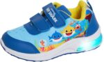 Pinkfong Boys Baby Shark Light Up Sports Trainers Kids Easy Fasten Skate Shoes LED Flashing Lights Running Footwear