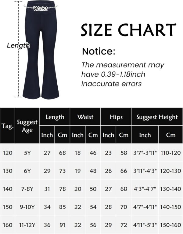 Panegy Girls Fleece Lined Flared Pants Thermal Warm Leggings Stretchy Dance Yoga Bell Bottoms Padded Bootcut Tights Full Length Trousers - Image 3