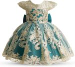 TTYAOVO Baby Girls Embroidered Tulle Flower Princess Bridesmaid Wedding Birthday Party Long Sleeves Dress