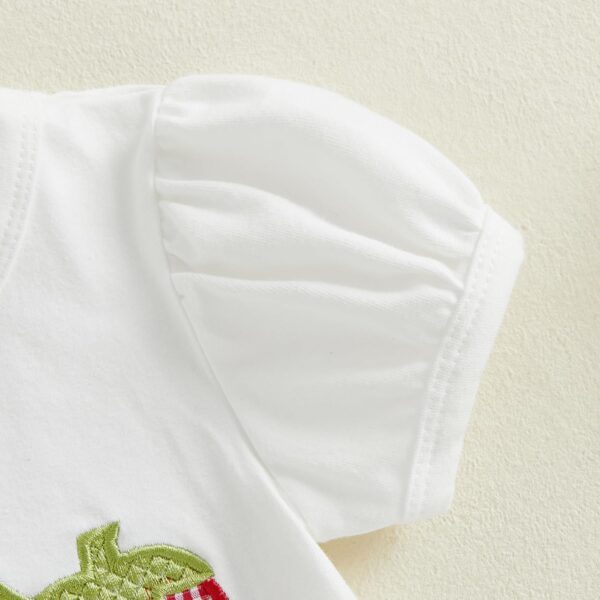 Baby Girl Outfit Strawberry Embroidery Short Sleeve T-Shirt Ruffle Plaid Shorts Toddler Summer Baby Clothes for Girls - Image 5