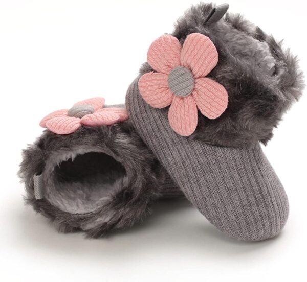 Baby Girls' First Walking Shoes Baby Shoes Baby Shoes Plus Velvet Warm Flowers Boots Fashion Non Slip Breathable Toddler Shoes Boots Boots Baby Slipper Socks 0 6 Monthsinfant Boots - Image 5
