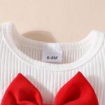 Baby Girl Clothing Set, Baby Girl Flying Sleeves Big Bowknot Decoration Carters Set, Tiny Baby Clothes Red Stretchy Elasticated Skirt Baby Girls Hat Toddler Outfit Set, 6-36 Months - Image 4