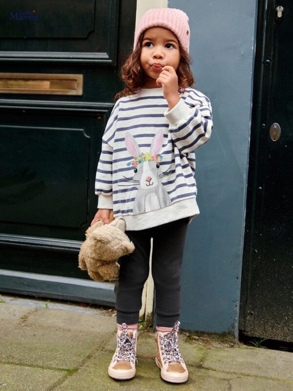 TCWWBB Girls Kids Outfits Clothes Set Toddler Cute Unicorn Bunny Bowknot Birthday Print long Sleeve Cotton Shirt jumper Dresses Tops Leggings Trousers Pants 2 Piece Clothing Set Age 1-7 Years Old - Image 2