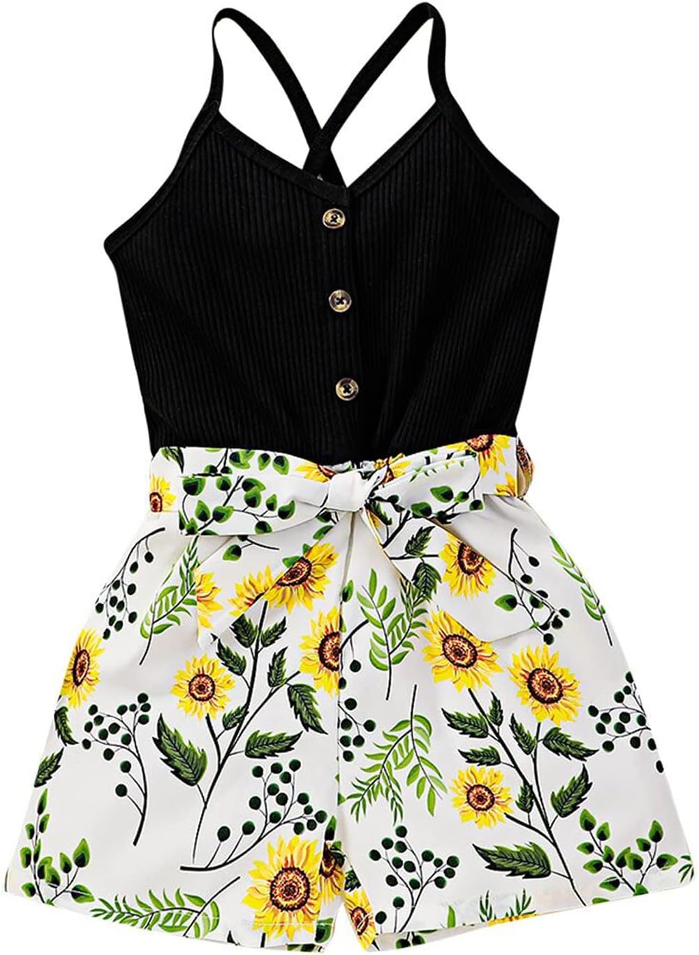 71yyMMhO34L._AC_SL1500_.jpg Tearfuty Toddler Girl Clothes Baby Girl Sleeveless Romper One-piece Jumpsuit Summer Clothes Set - Image 1