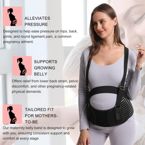 DOEOMK 5 in 1 Pregnancy Support Belt, Pregnancy Seat Belt with Shoulder Straps, Postpartum Belly Wrap, Maternity Belly Bands & Support for Relieve Back, Pelvic, Hip Pain for Labour & Recovery (XL) - Image 4