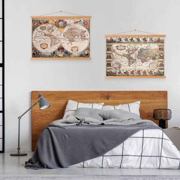 Benjia A4 Poster Frame Frames, Magnetic Light Wood Wooden Poster Hangers Hanger Hanging Kit for Canvas Artwork Art Print (21cm / 8.3&quot;, Teak Colour) - Image 6