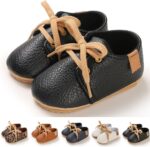Infant Toddler PU Leather Soft Sole Baby Shoes Boys and Girls Non Slip Floor Casual Shoes Lightweight Lace Up Comfortable Solid Color Simple Baby Boy Girl - Image 3