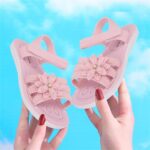 Girls Kids 𝗣ink Rubber Sandals Soft Flat Flower Summer Shoes Strap Non Slip Shower Water Sandals Childrens Fashion - Image 2