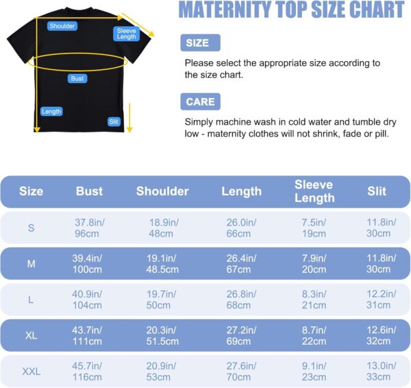 Maternity Tops Tshirt Side Split with Zipper Short Sleeves Maternity Wear Clothes Pregnancy Top for Women - Image 4