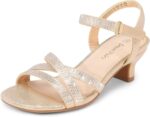DREAM PAIRS Girls Sandals Low Heel Ankle Strap Open Toe Sandals Wedding Party Bridesmaid for Little Kid/Big Kid