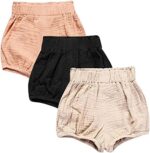 3 Pack of Little Baby Girls Boys Cotton Linen Blend Cute Bloomer Shorts