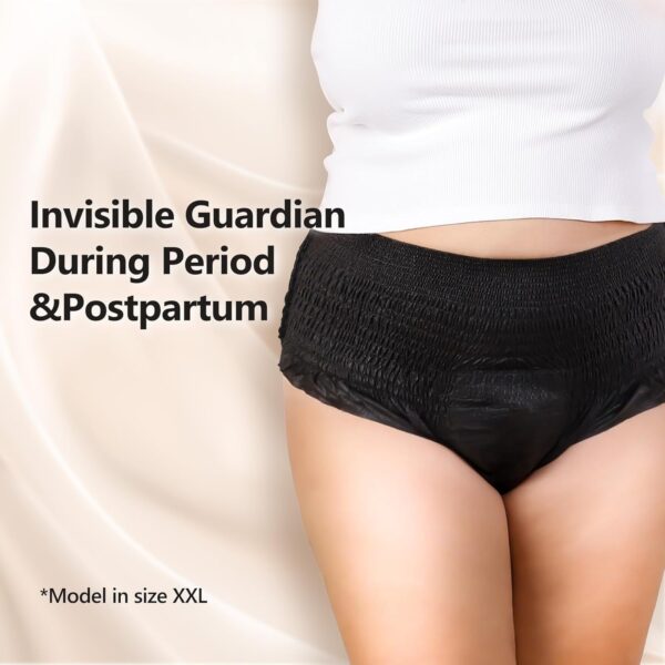 MOLLIS Disposable Period Pants for Women, Postpartum Underwear, Maternity Knickers Heavy Flow Leak Proof, Black, XXLarge, 8 Count - Image 7