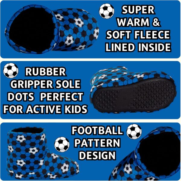 Kids Football Slipper Boots Boys Girls Fleece Lined Slippers House Shoe Booties - Image 3