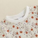Baby Girls Summer Two Piece Outfits Floral Print Crew Neck Short Sleeve Top Lettuce Trim Elastic Shorts Set Toddler Girl Sets Kids Clothes - Image 3