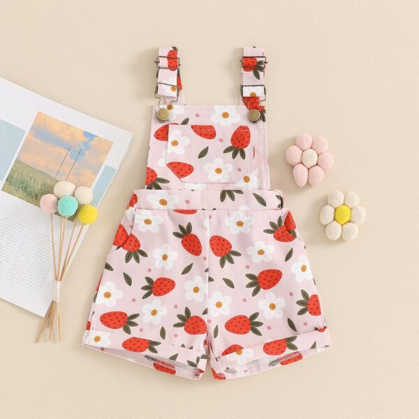 Toddler Kids Baby Girl Floral Overalls Shorts with Pocket Suspender Trousers Summer Clothing Outfits - Image 2